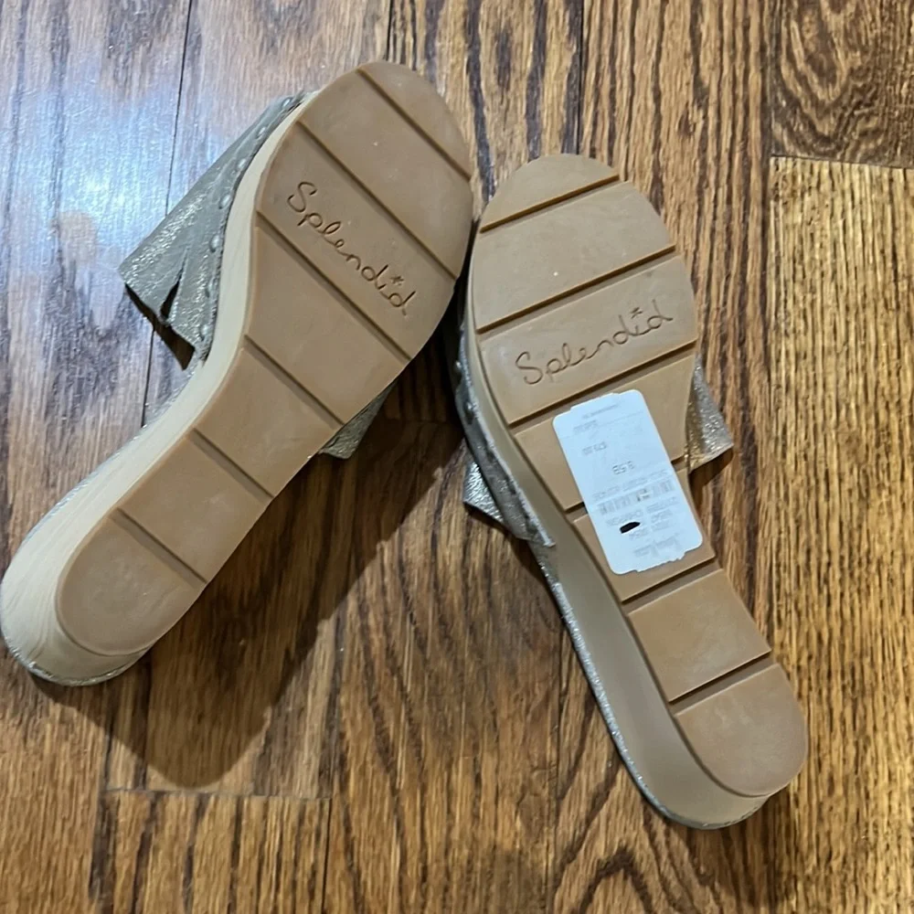 Splendid Gold Metallic Slide Platform Sandals